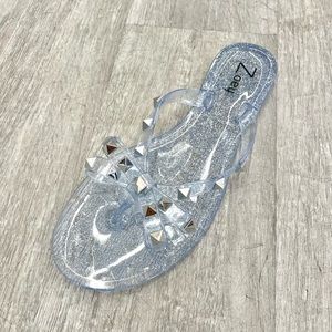Clear Silver glitter studded sandal